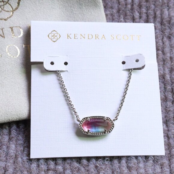 Kendra Scott✨ Elisa Silver Pendant Necklace Watercolor Illusion - Picture 1 of 2